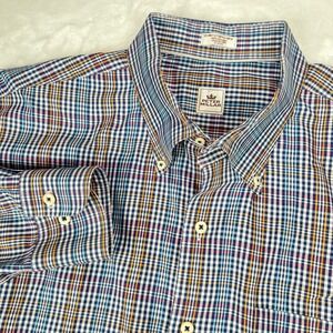 Peter Millar Mens XXL Plaid Button Down Shirt Multi Color Cotton Long Sleeve